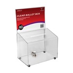 DEFLECTO 66601 BALLOT BOX LOCKABLE WITH HEADER LANDSCAPE A5 CLEAR