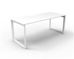 RAPID INFINITY DELUXE 1 PERSON LOOP LEG SINGLE SIDED WORKSTATION 1800 X 750 X 730MM NATURAL WHITE TOP  WHITE FRAME